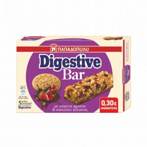 Παπαδοπούλου Digestive Bars με Κόκκινα φρούτα και Σοκολάτα Γάλακτος 5χ28gr