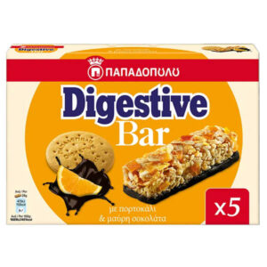 Παπαδοπούλου Digestive Bars με Πορτοκάλι και Μαύρη Σοκολάτα 5χ28gr