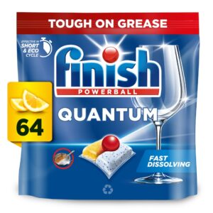 Finish Ταμπλέτες Πιάτων Λεμόνι - (POWERBALL) (QUANTUM) - (64τμχ)