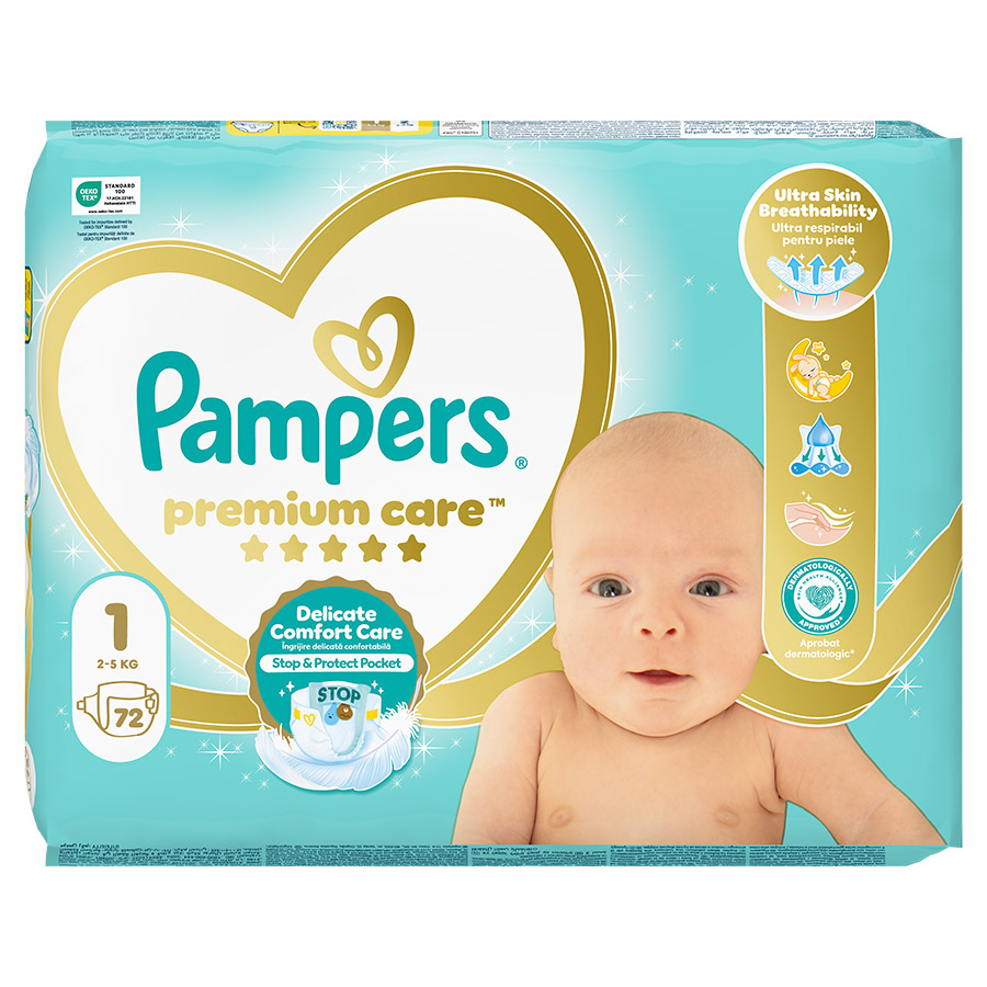 Pampers Premium Care No1 JUMBO (2-5kg) (72τμχ)